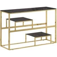 Berkfield Home Console Table Gold Stainless Steel & Tempered Glass