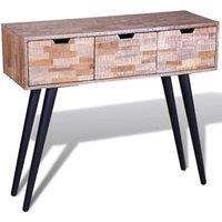 Berkfield Home Console Table with 3 Drawers Reclaimed Teak Wood in Brown