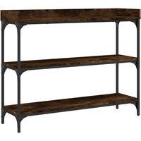 Berkfield Home Console Table with Shelves Smoked Oak 100x30x80 cm in Brown | Size: 100 x 30 x 80 cm