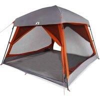 Berkfield Home Family Tent Cabin 6-Person Grey & Orange Waterproof