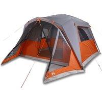 Berkfield Home Family Tent with Porch 6-Person Grey & Orange Waterproof