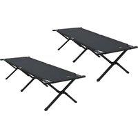 Berkfield Home Folding Sun Beds 2 pcs with Carry Bag Black 600D Oxford Fabric