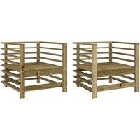 Berkfield Home Garden Chairs 2 pcs Impregnated Wood Pine in Brown