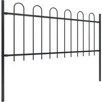 Berkfield Home Garden Fence with Hoop Top Steel 10.2x0.8 m Black