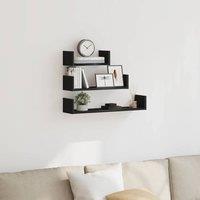Berkfield Home Wall Shelves 3 pcs Black Oak Engineered Wood