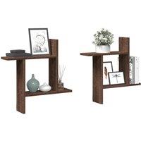 Berkfield Home Wall Shelves 2 pcs Brown Oak 50x12x50 cm Engineered Wood | Size: 50 x 12 x 50 cm