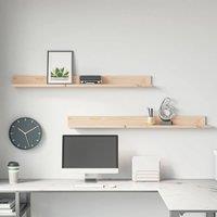 Berkfield Home Wall Shelves 2 pcs 110x11x9 cm Solid Wood Pine in Natural | Size: 110 x 11 x 9 cm