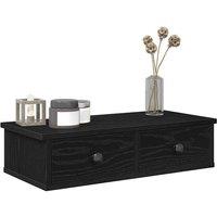 Berkfield Home Wall Shelf with Drawers Black 60x25x15 cm Engineered Wood | Size: 60 x 25 x 15 cm