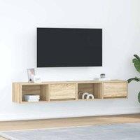Berkfield Home TV Cabinets 2 pcs Sonoma Oak 80x31x25.5 cm Engineered Wood in Natural