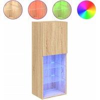 Berkfield Home TV Cabinet with LED Lights Sonoma Oak 40.5x30x102 cm in Light Tan