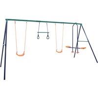 Berkfield Home Swing Set with Gymnastic Rings & 4 Seats Steel in Navy