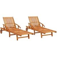 Berkfield Home Sun Loungers 2 pcs Solid Acacia Wood in Brown