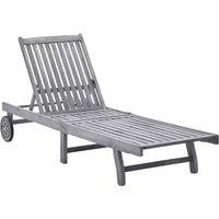 Berkfield Home Sun Lounger Solid Acacia Wood in Light Grey