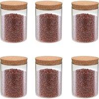 Berkfield Home Storage Glass Jars with Cork Lid 6 pcs 650 ml in Clear