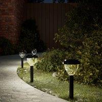 Berkfield Home Solar Pathway Lights with Ground Spikes 4 pcs Warm White & RGB in Black