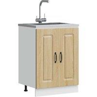 Berkfield Home Sink Base Cabinet Kalmar Sonoma Oak 60x46x81.5 cm Engineered Wood in Tan