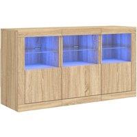 Berkfield Home Sideboard with LED Lights Sonoma Oak 123x37x67 cm in Light Oak | Size: 123 x 37 x 67 cm