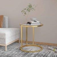 Berkfield Home Side Table Gold & Transparent 45 cm Tempered Glass