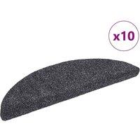 Berkfield Home Self-adhesive Stair Mats 10 pcs Dark Grey 56x17x3 cm Needle Punch | Size: Medium