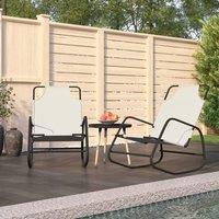 Berkfield Home Rocking Sun Loungers 2 pcs Cream Steel & Textilene