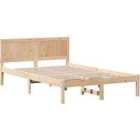 Berkfield Home Pine Wood Bed Frame Natural Solid Pine wood Double Durable in Light Tan