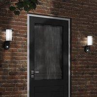 Berkfield Home Outdoor Wall Lights with Sensors 2pcs Black Stainless Steel