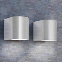 Berkfield Home Outdoor LED Wall Lights 2 pcs Round Downwards in Silver