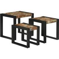 Berkfield Home Nesting Tables 3 pcs Multicolor Solid Reclaim wood in Brown