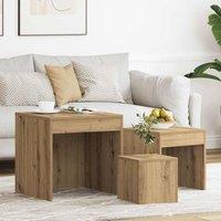 Berkfield Home Nesting Tables 3 pcs Artisan Oak Engineered Wood in Brown