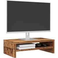 Berkfield Home Monitor Stand Old Wood 42x24x13 cm Engineered Wood in Brown | Size: 42 x 24 x 13 cm