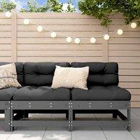 Berkfield Home Middle Sofas with Cushions 2 pcs Grey Solid Wood Pine