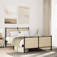 Berkfield Home Metal Bed Frame without Mattress Sonoma Oak 120x200 cm in Natural | Size: Small Double