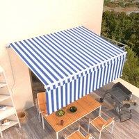 Berkfield Home Manual Retractable Awning with Blind 4x3m Blue&White
