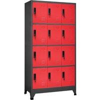 Berkfield Home Locker Cabinet Anthracite & Red 90x45x180 cm Steel in Charcoal | Size: 90 x 45 x 180 cm