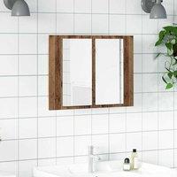 Berkfield Home LED Mirror Cabinet Old Wood 60x12x45 cm Engineered Wood in Brown | Size: 60 x 12 x 45 cm