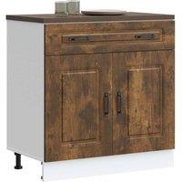 Berkfield Home Kitchen Base Cabinet Kalmar Smoked Oak Engineered Wood in Brown