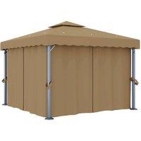 Berkfield Home Gazebo with Curtain 3x3 m Taupe Aluminium in Beige