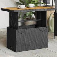 Berkfield Home Garden Table Black 90x55x71 cm Poly Rattan & Acacia Wood | Size: 90 x 55 x 71 cm