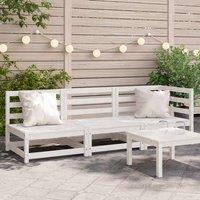 Berkfield Home Garden Sofa 3-Seater White Solid Wood Pine
