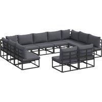 Berkfield Home Garden Sofa Set with Cushion with Pillow 11 pcs Black Aluminium