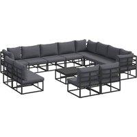 Berkfield Home Garden Sofa Set 13 pcs Black 70 x 70 x 32 cm Aluminium