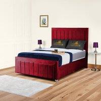 UK Bed Furniture Sierra Upholstered Bed Frame with 48 Headboard - Slatted Base in Maroon | Size: Single