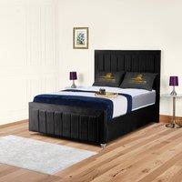 UK Bed Furniture Sierra Upholstered Bed Frame with 48 Headboard - Slatted Base in Black | Size: Single