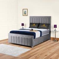 UK Bed Furniture Sierra Upholstered Bed Frame with 48 Headboard - Slatted Base in Grey | Size: Single