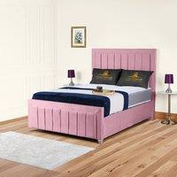 UK Bed Furniture Sierra Upholstered Bed Frame with 48 Headboard - Slatted Base in Pink | Size: Single