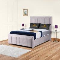 UK Bed Furniture Sierra Upholstered Bed Frame with 48 Headboard - Slatted Base in Silver | Size: Single