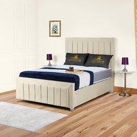 UK Bed Furniture Sierra Upholstered Bed Frame with 48 Headboard - Slatted Base in Cream | Size: Single