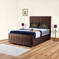 UK Bed Furniture Sierra Upholstered Bed Frame with 48 Headboard - Slatted Base in Brown | Size: Single
