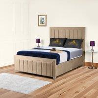 UK Bed Furniture Sierra Upholstered Bed Frame with 48 Headboard - Slatted Base in Beige | Size: Single