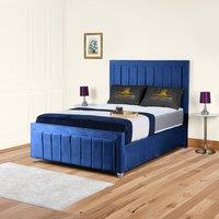 UK Bed Furniture Sierra Upholstered Bed Frame with 48 Headboard - Slatted Base in Blue | Size: Single